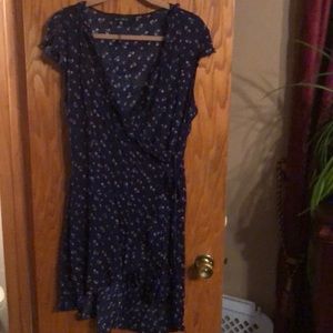 Zenobia blue and floral wrap dress- rayon